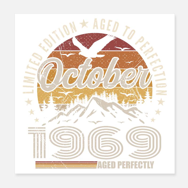 October 1969 Birthday Gift - October 1969 Poster 8" x 8" (20x20 cm)