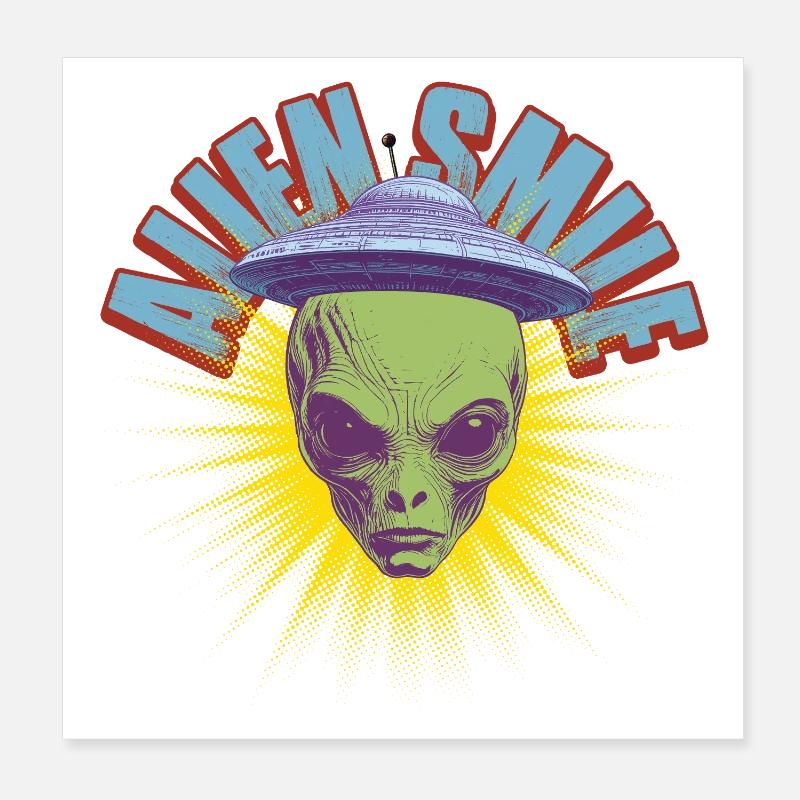 Alien Smile - Poster 20 x 20 cm - blanc