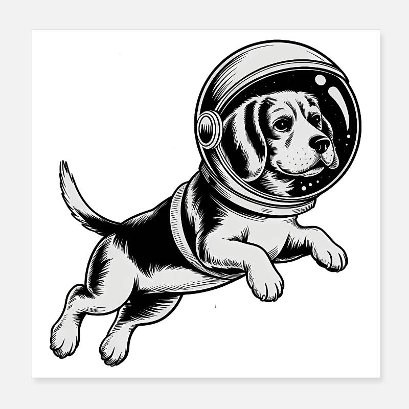 Beagle in Space - Cool Astonomy Logo Poster 20x20 cm