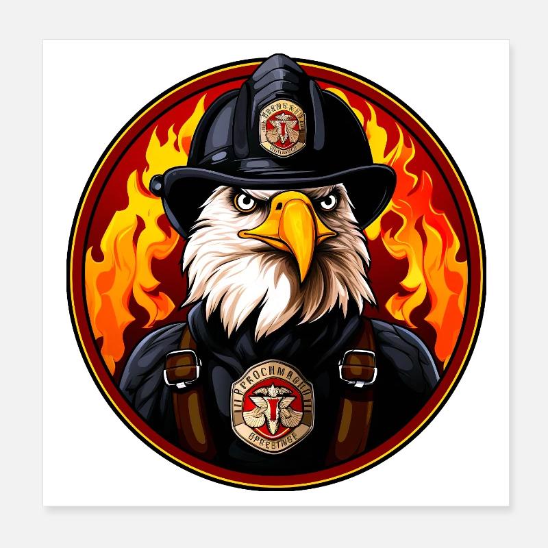 Pompier Adler Poster 20 x 20 cm