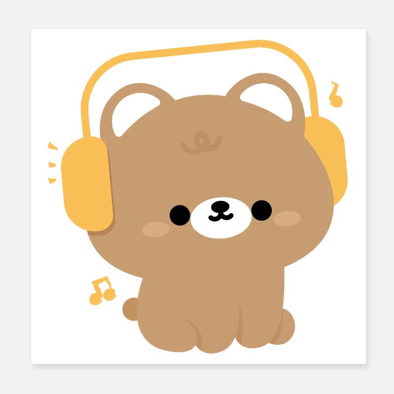 Entzückender Bär mit Kopfhörer-Design Poster 20x20 cm