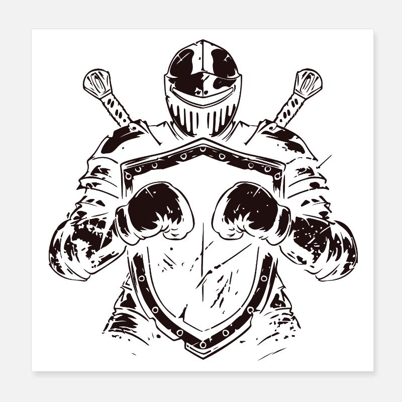 Knight with shield and sword Poster 8" x 8" (20x20 cm)