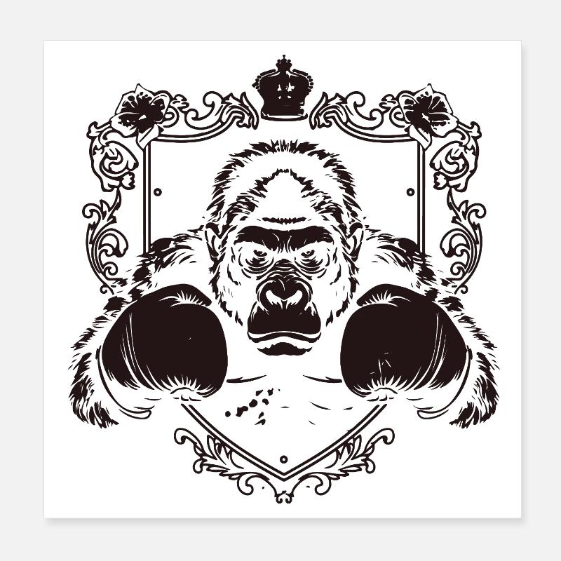 Gorille avec pose de combat Poster 20 x 20 cm