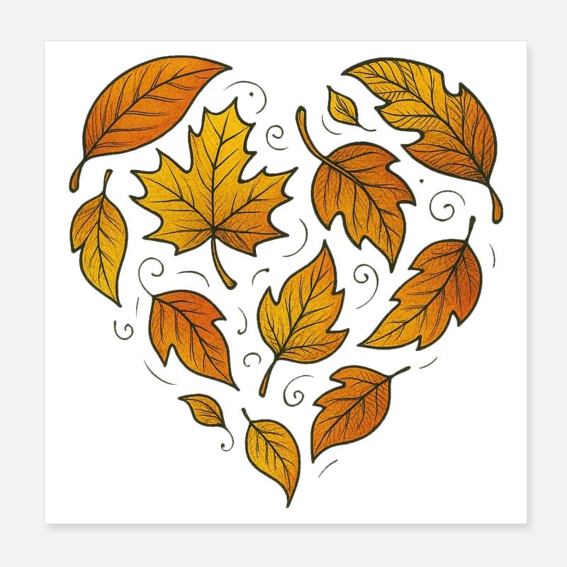 Herbstliches Herzblattmuster Poster 20x20 cm