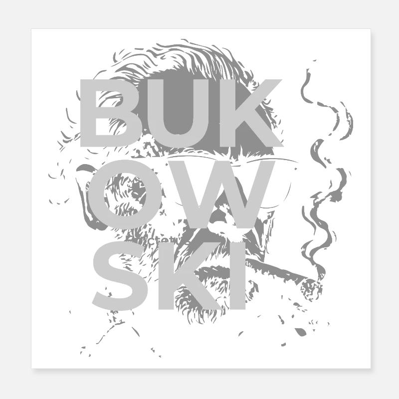 Charles Bukowski smoking a cigar portrait Poster 8" x 8" (20x20 cm)