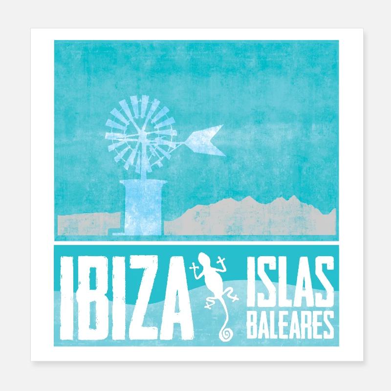 Ibiza Windmills Design Poster 8" x 8" (20x20 cm)