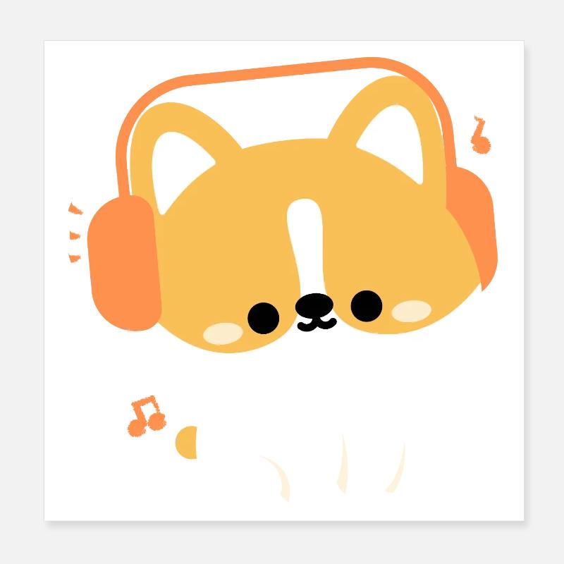 Kopfhörer Corgi Poster 20x20 cm