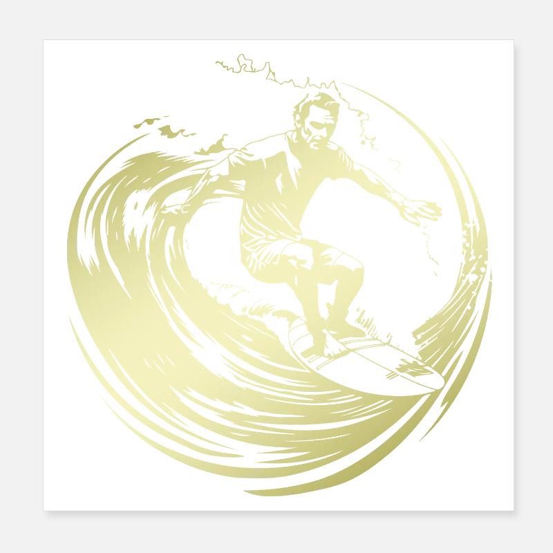 Silhouette de surfeur Surf Poster 20 x 20 cm