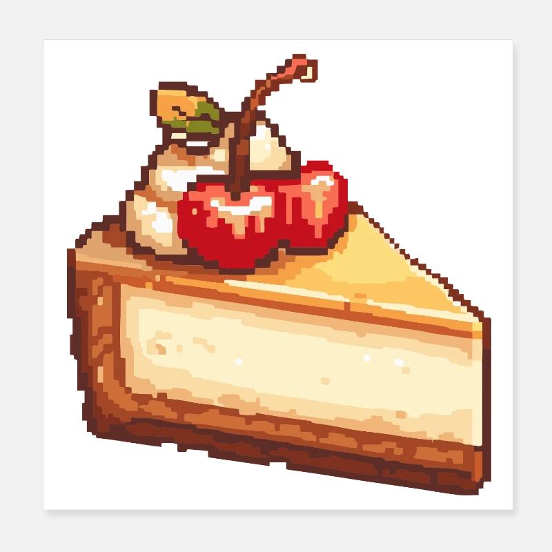 Cheesecake Pixel aux cerises Poster 20 x 20 cm