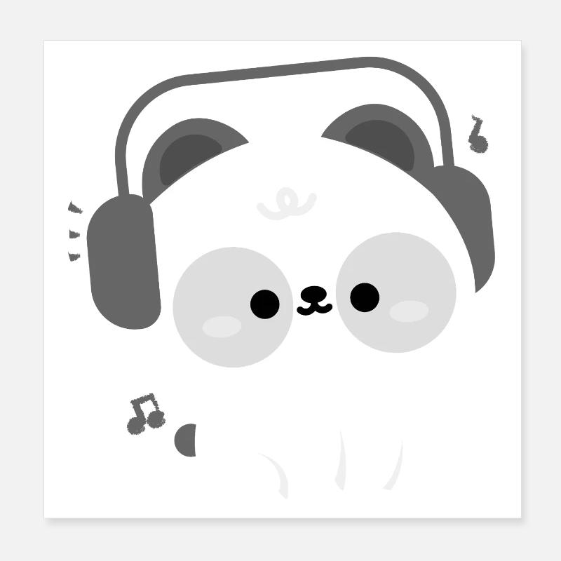 Casque Panda Poster 20 x 20 cm