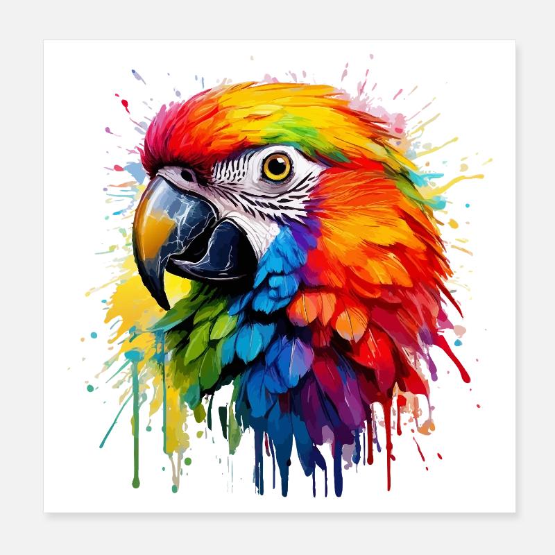 Bunter Paradiespapagei Splash Poster 20x20 cm