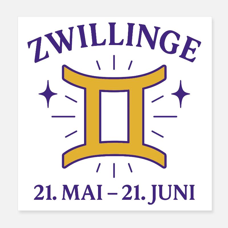 Sternzeichen Zwillinge Poster 20x20 cm