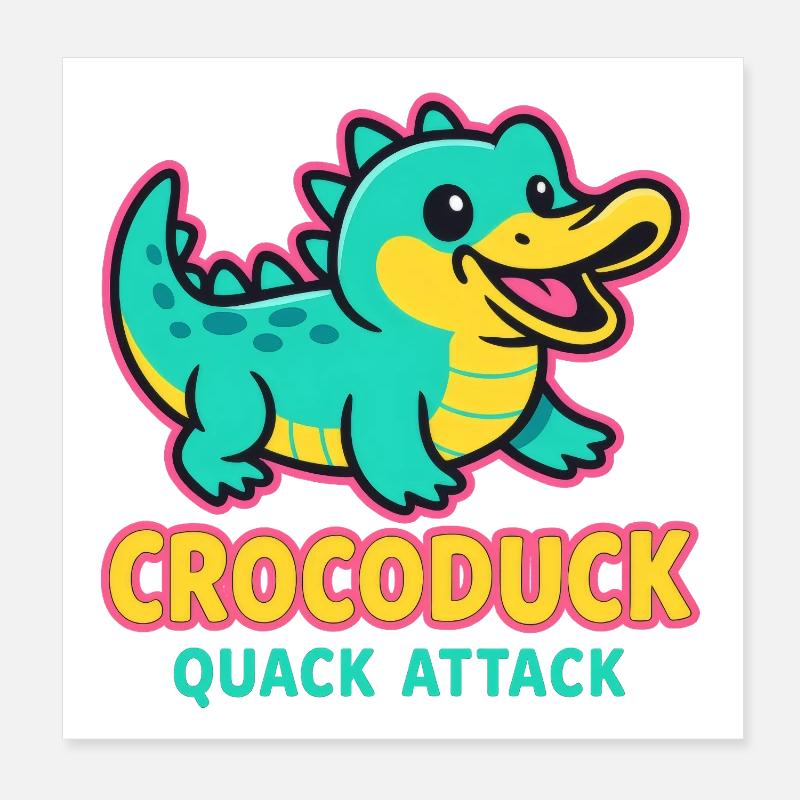 Crocoduck - Quack Attack - Poster 20x20 cm - Weiß