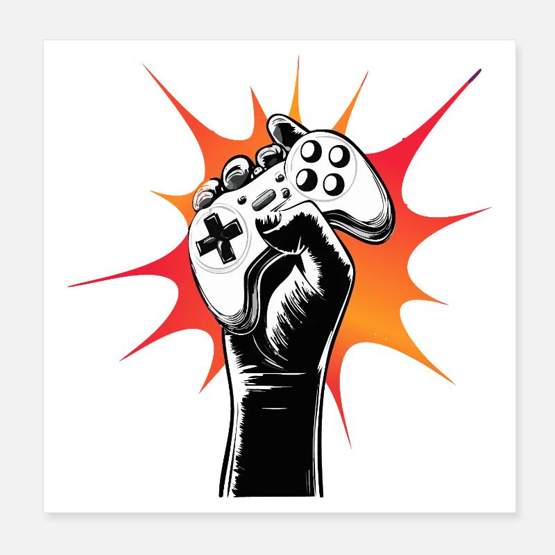 Gamer Power Controller Motiv - Poster 20x20 cm - Weiß