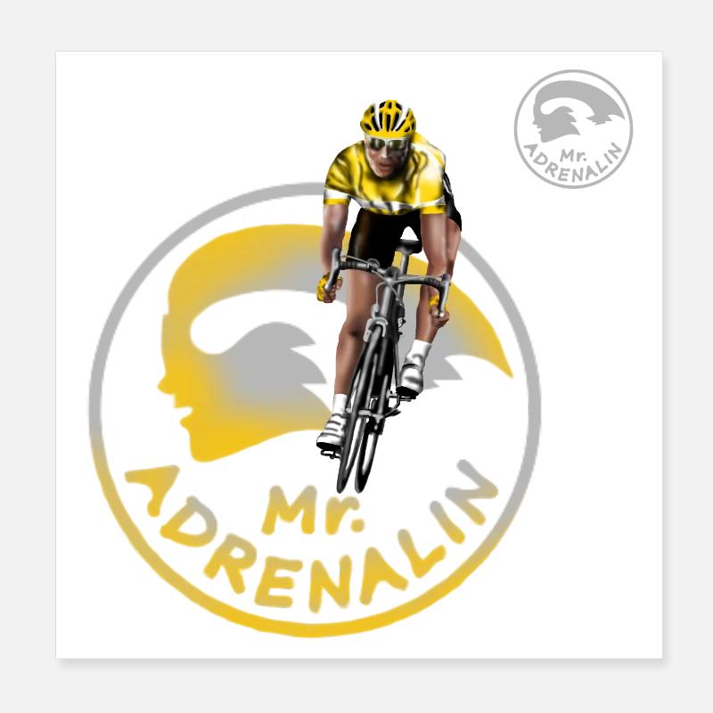 Silhouette de cycliste jaune Poster 20 x 20 cm