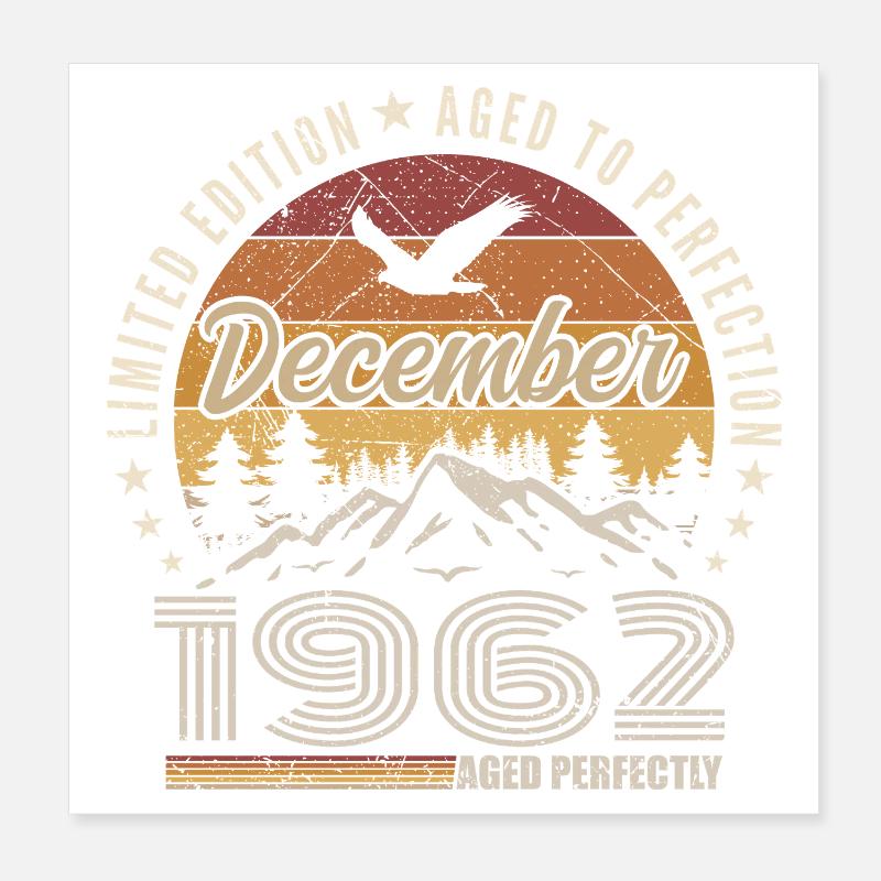 Décembre 1962 Édition Originale Cadeau décembre  Poster 20 x 20 cm