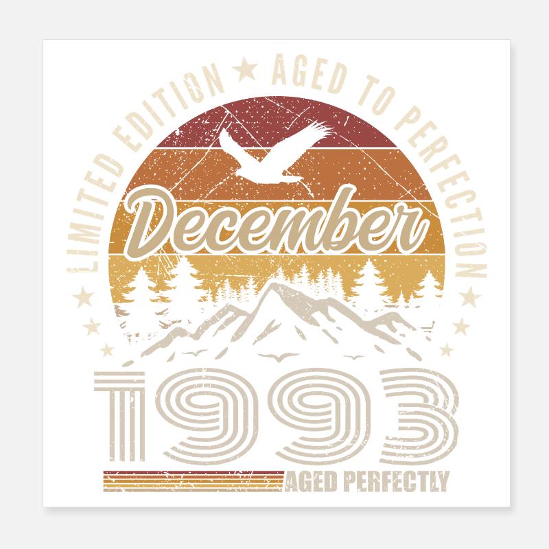 Décembre 1993 Édition Originale Cadeau décembre  Poster 20 x 20 cm