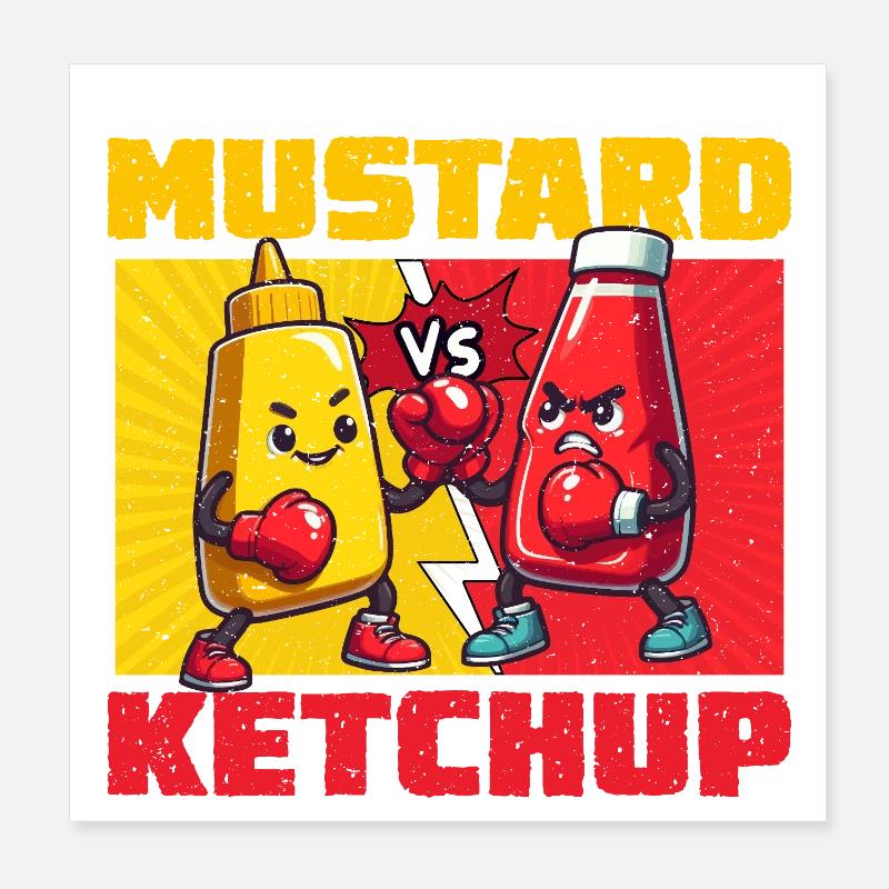 Senf vs Ketchup Bunte Kämpfe Poster 20x20 cm