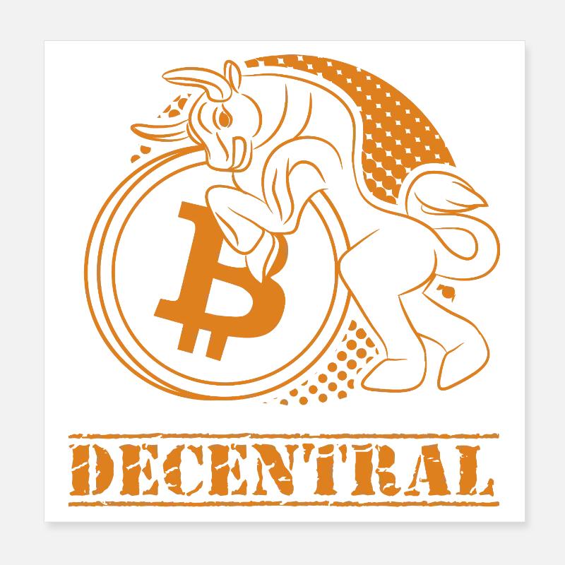 Decentral – Klassisches Bitcoin Design - Poster 20x20 cm - Weiß