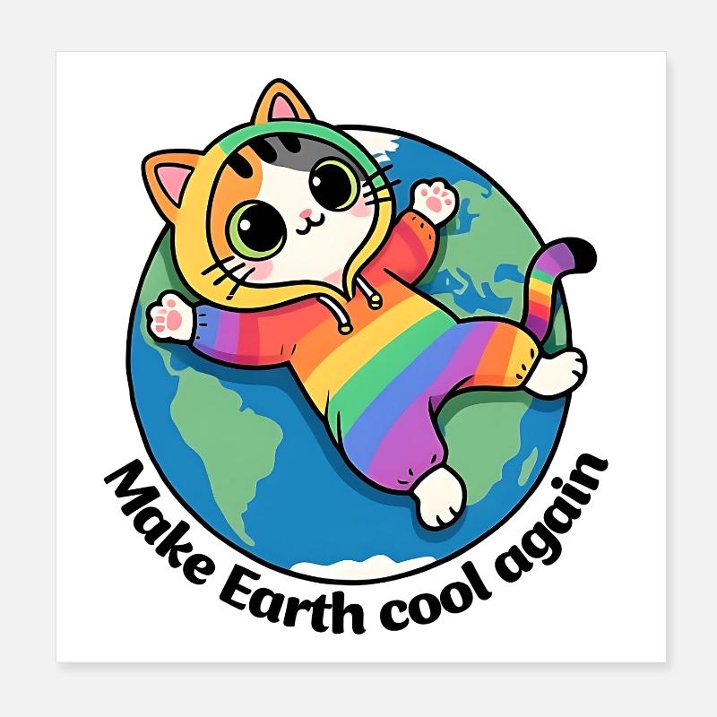 Save Planet Earth, Make Earth cool again Poster 8" x 8" (20x20 cm)