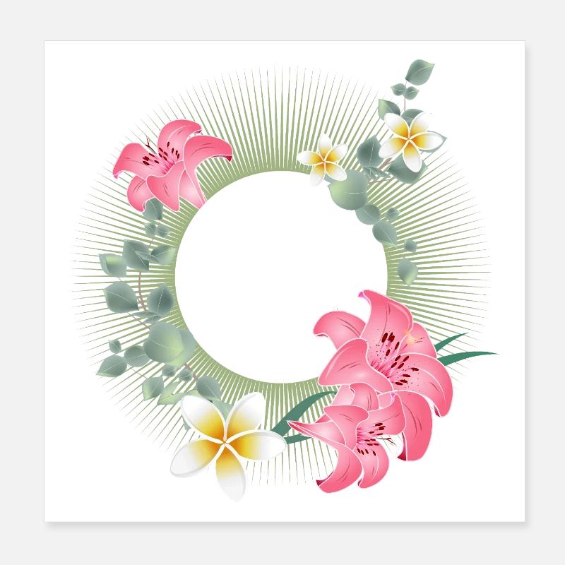 Cadre de fleurs tropicales – design floral de la nature Poster 20 x 20 cm