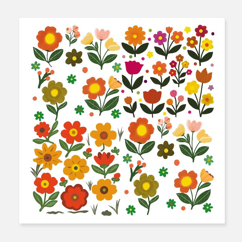 Colorful flower patterns Poster 8" x 8" (20x20 cm)