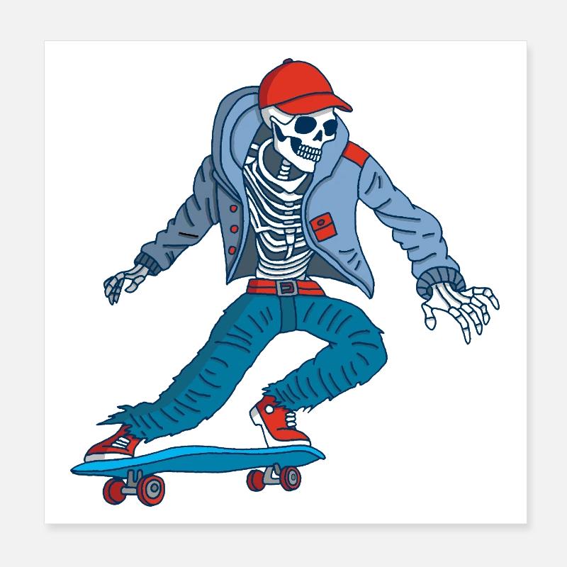 Skeleton on skateboard Poster 8" x 8" (20x20 cm)
