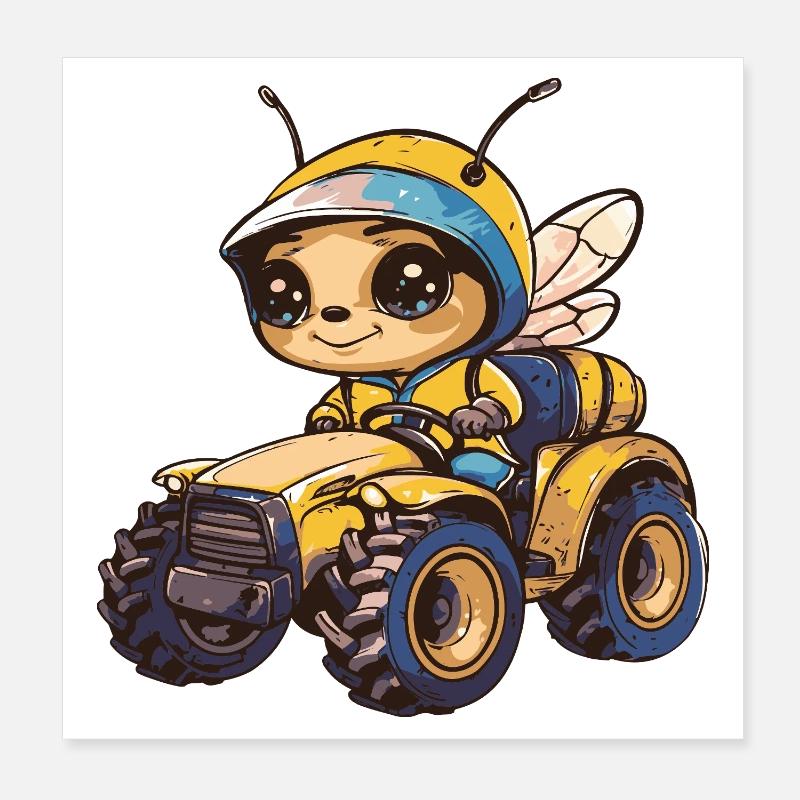 Biene Traktor Farmer Poster 20x20 cm