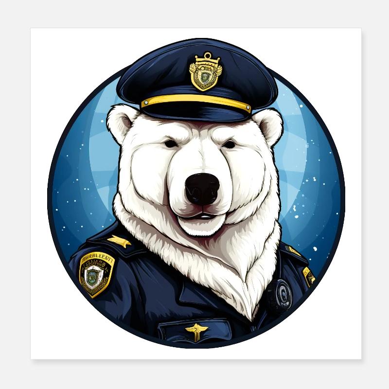 Eisbären Polizei Poster 20x20 cm