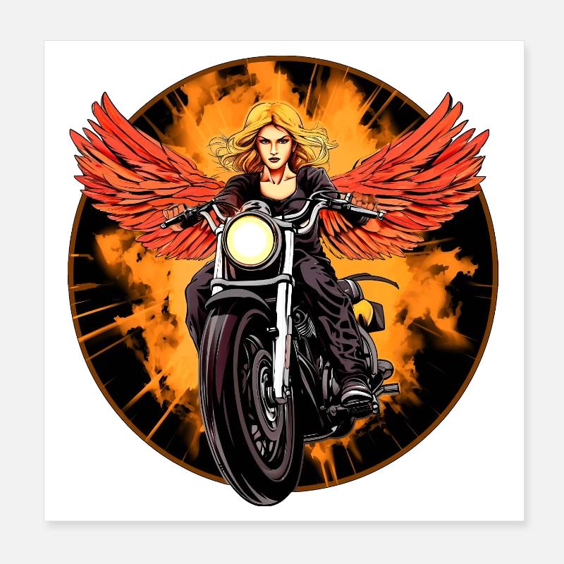 Engel Motorrad / Motorradfahrer Engel Poster 20x20 cm