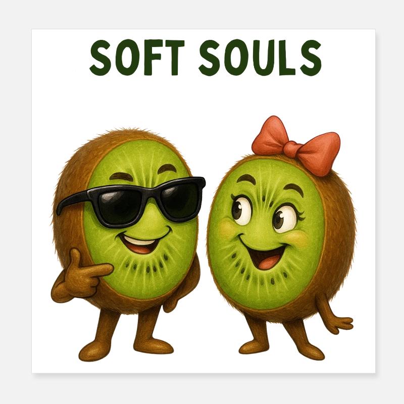 Kiwis mit Stil: Soft Souls Duo Poster 20x20 cm
