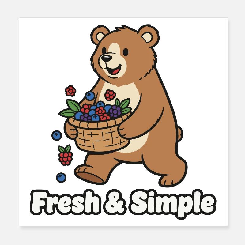 Illustration de l’ours panier aux baies Poster 20 x 20 cm