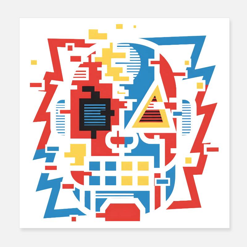 Abstract Glitch Face Poster 8" x 8" (20x20 cm)