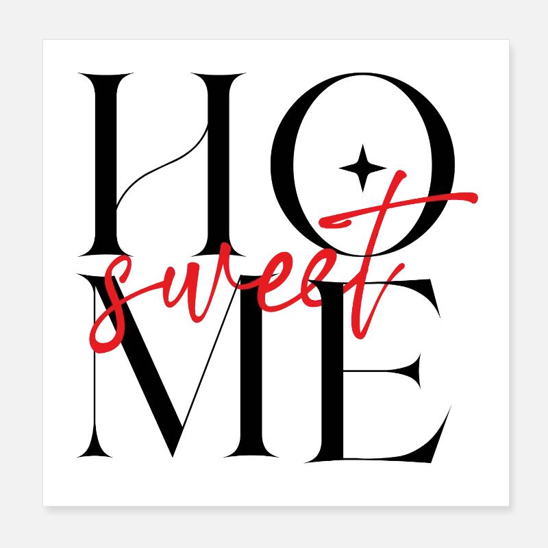 Dolce Script Red Poster 20x20 cm