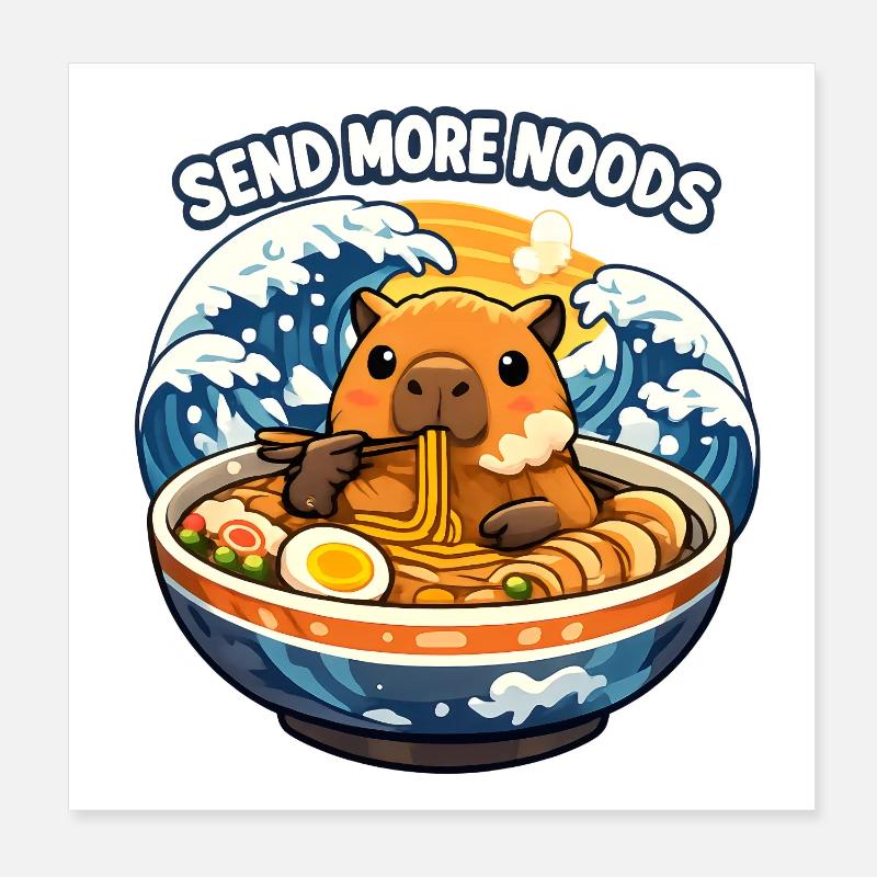 Capybara Send Noods Ramen Poster 20x20 cm
