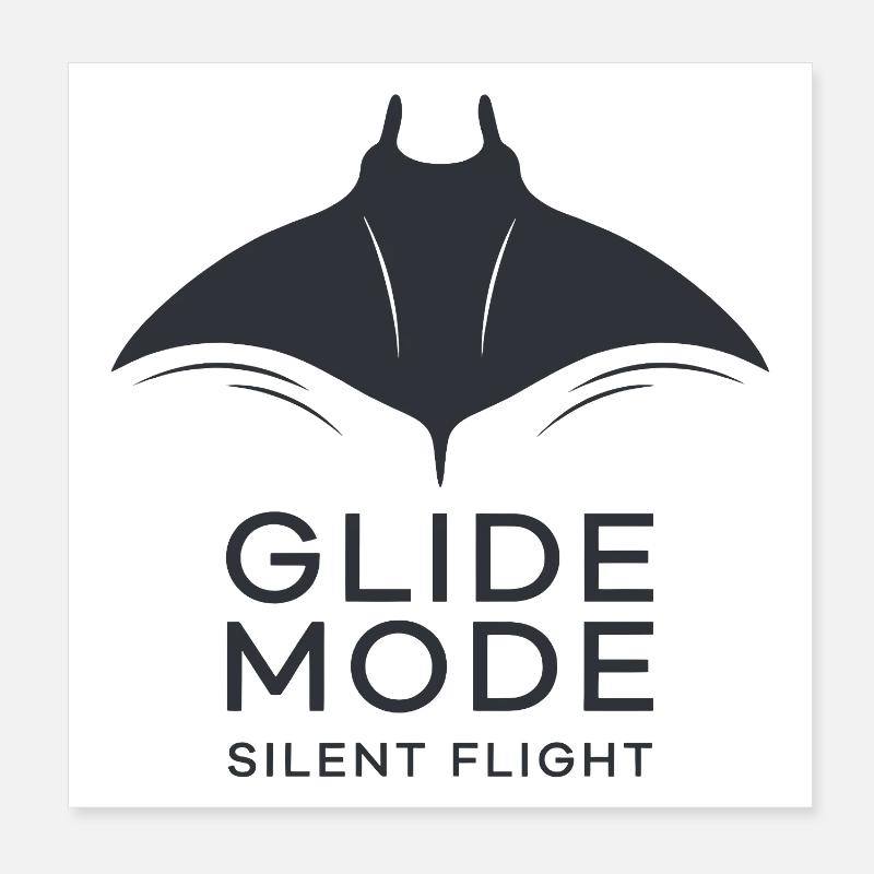 GLIDE MODE – minimalist manta ray silhouette Poster 8" x 8" (20x20 cm)