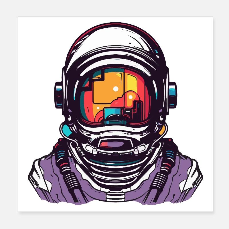 Casque de bande dessinée d’astronaute Poster 20 x 20 cm