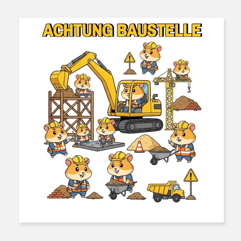 Chantier de construction de hamsters Poster 20 x 20 cm