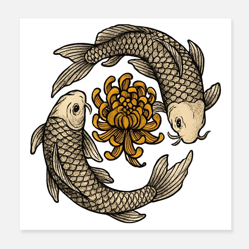 Koi Circuit Chrysanthemums Poster 8" x 8" (20x20 cm)