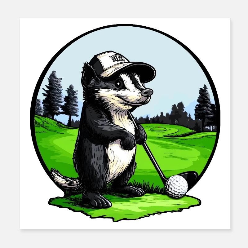 Golf Stinktier - Poster 20x20 cm - Weiß
