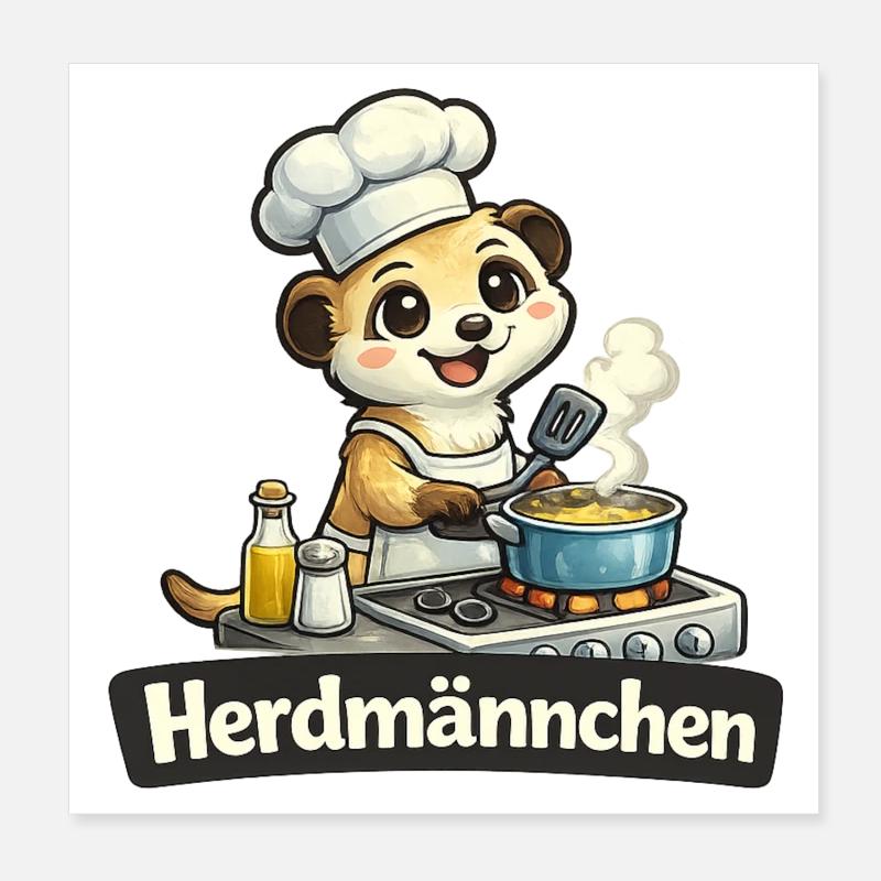 Herdmännchen Erdmännchen am Herd Wortwitz Shirt Poster 20x20 cm