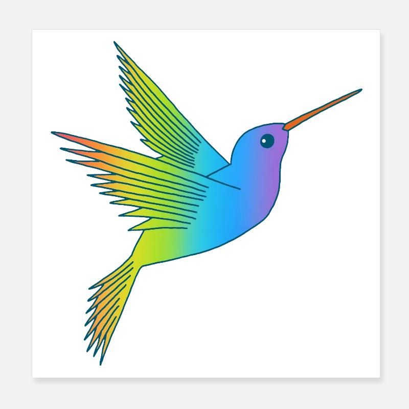 Rainbow bird Poster 8" x 8" (20x20 cm)