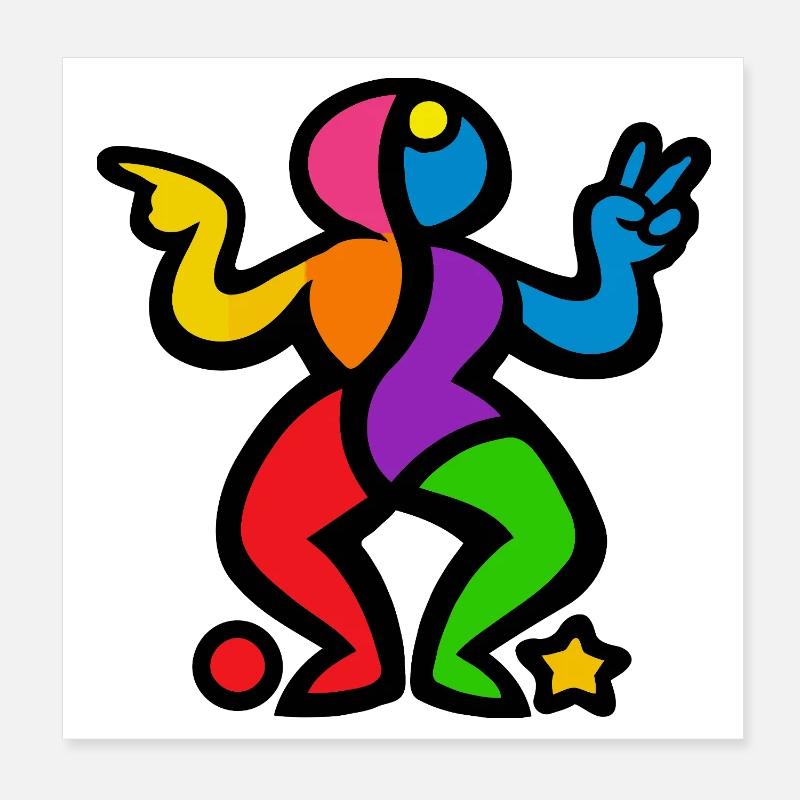 Colorful Dancing Shape Poster 8" x 8" (20x20 cm)