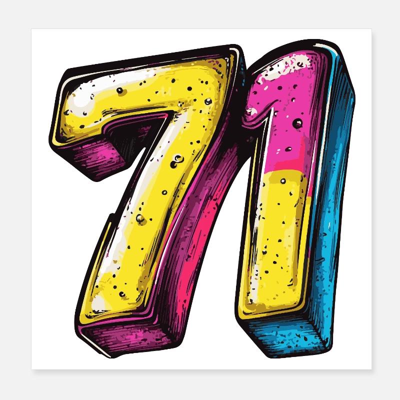 71 Number Colorful Poster 8" x 8" (20x20 cm)