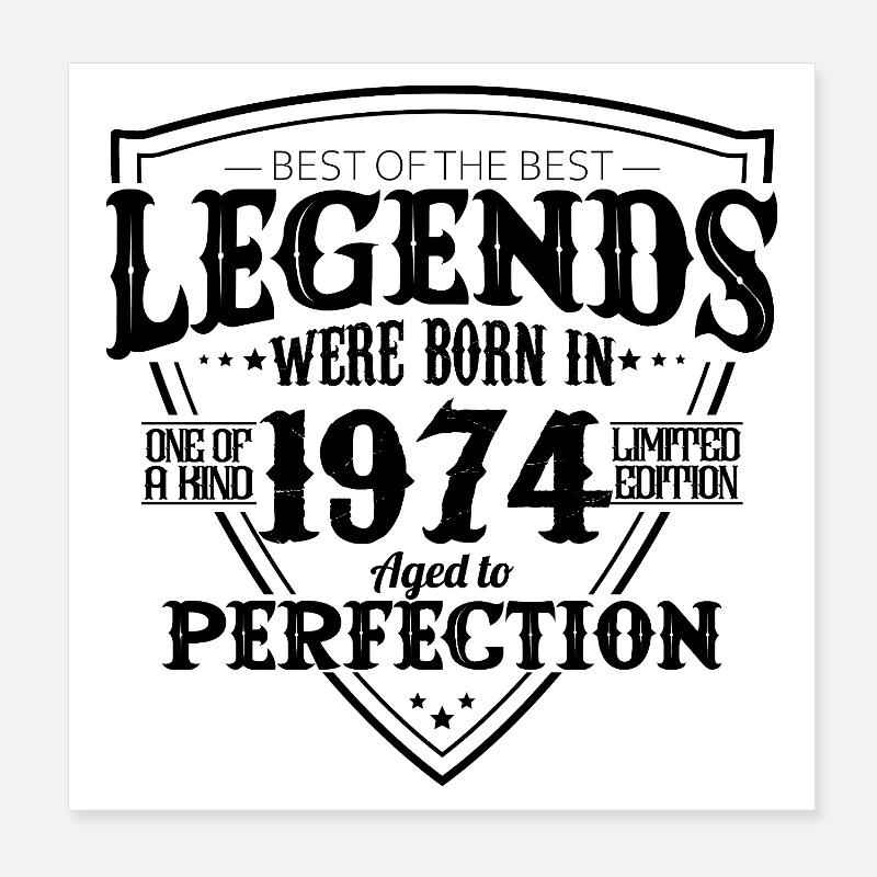 1974 52-jähriges Jubiläumsgeschenk – Legends - Poster 20x20 cm - Weiß