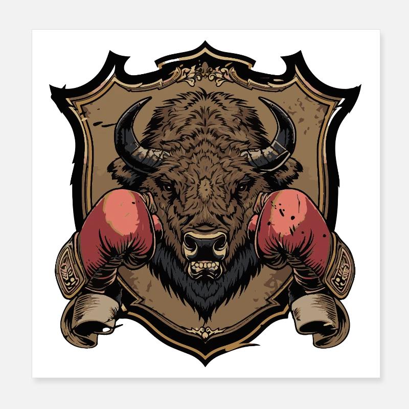 Bison Boxer MMA Poster 20 x 20 cm