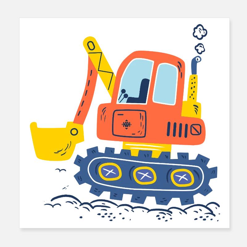 Excavator, construction machinery Poster 8" x 8" (20x20 cm)