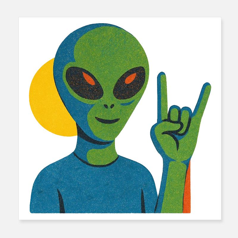 Panneau néon en pierre extraterrestre Poster 20 x 20 cm