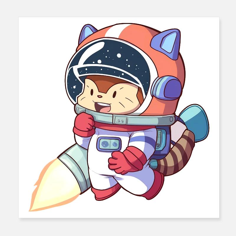Astronaute chat en combinaison spatiale Poster 20 x 20 cm