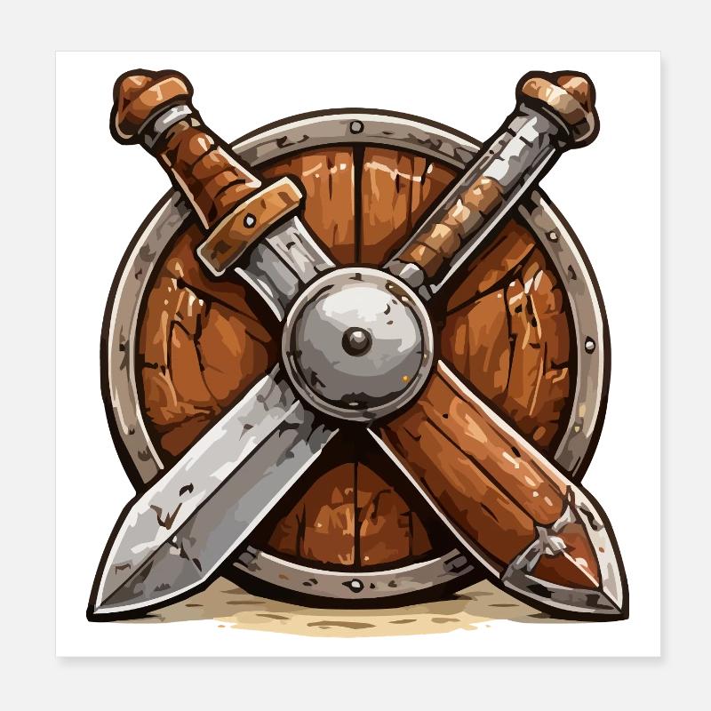 Schild und Schwerter Wikinger Poster 20x20 cm